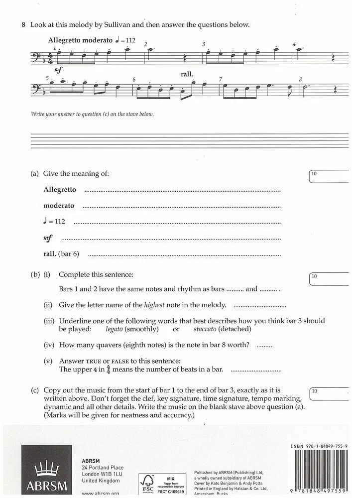 ABRSM Music Theory Past Papers Gr.1 2015 - Image 2