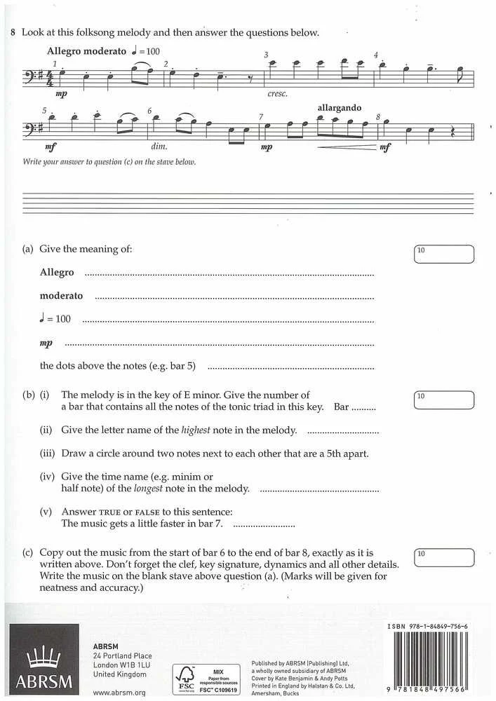 ABRSM Music Theory Past Papers Gr.2 2015 - Image 2