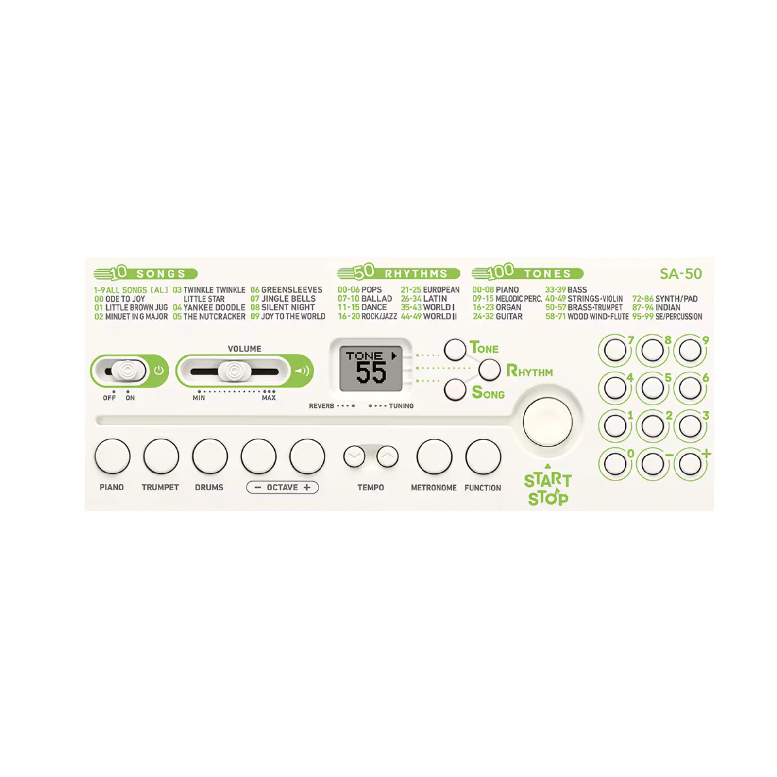 Casio SA-50 H2 Mini Keyboard - White - Image 3