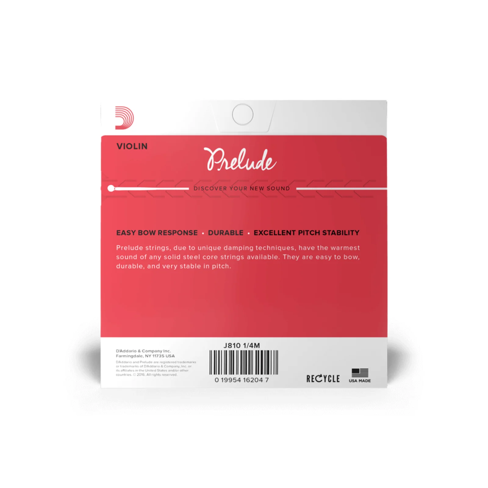 D’Addario Prelude Violin String Set J810-1/4M - Image 3