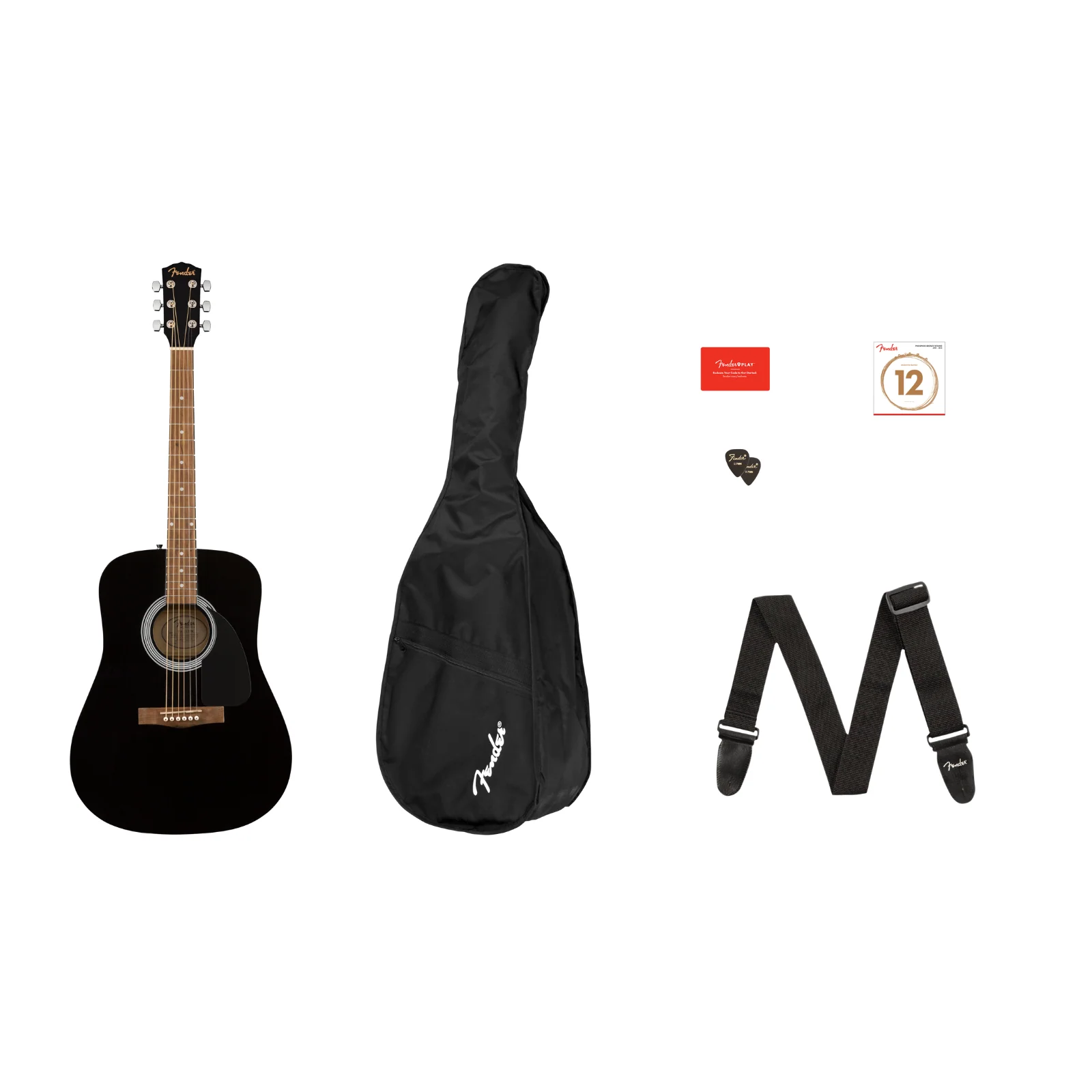 Fender FA-115 Dreadnought Acoustic Guitar Pack – Black