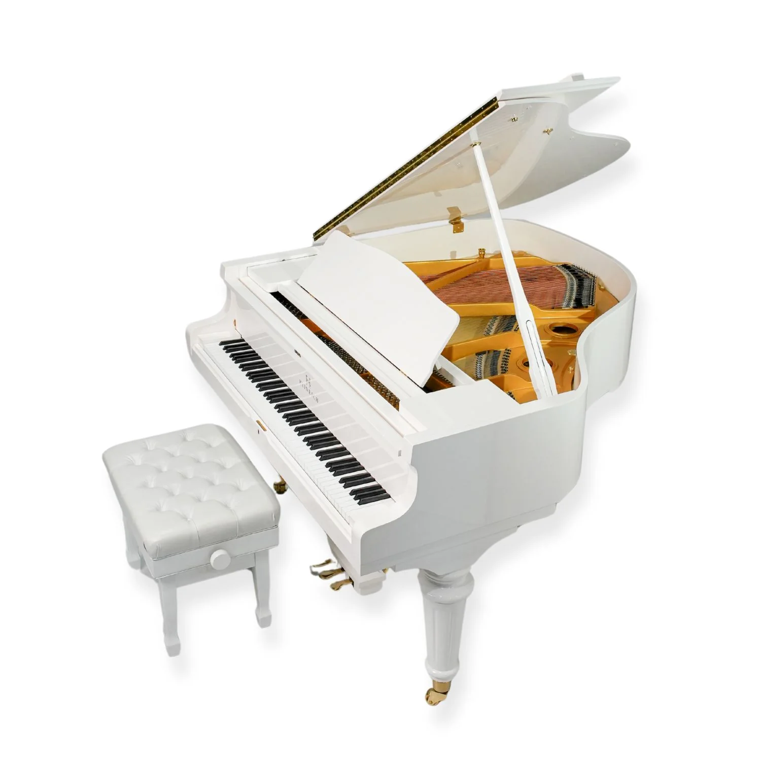 Heinrich HGP-152W WSP Round Legs Grand Piano – White - Image 17
