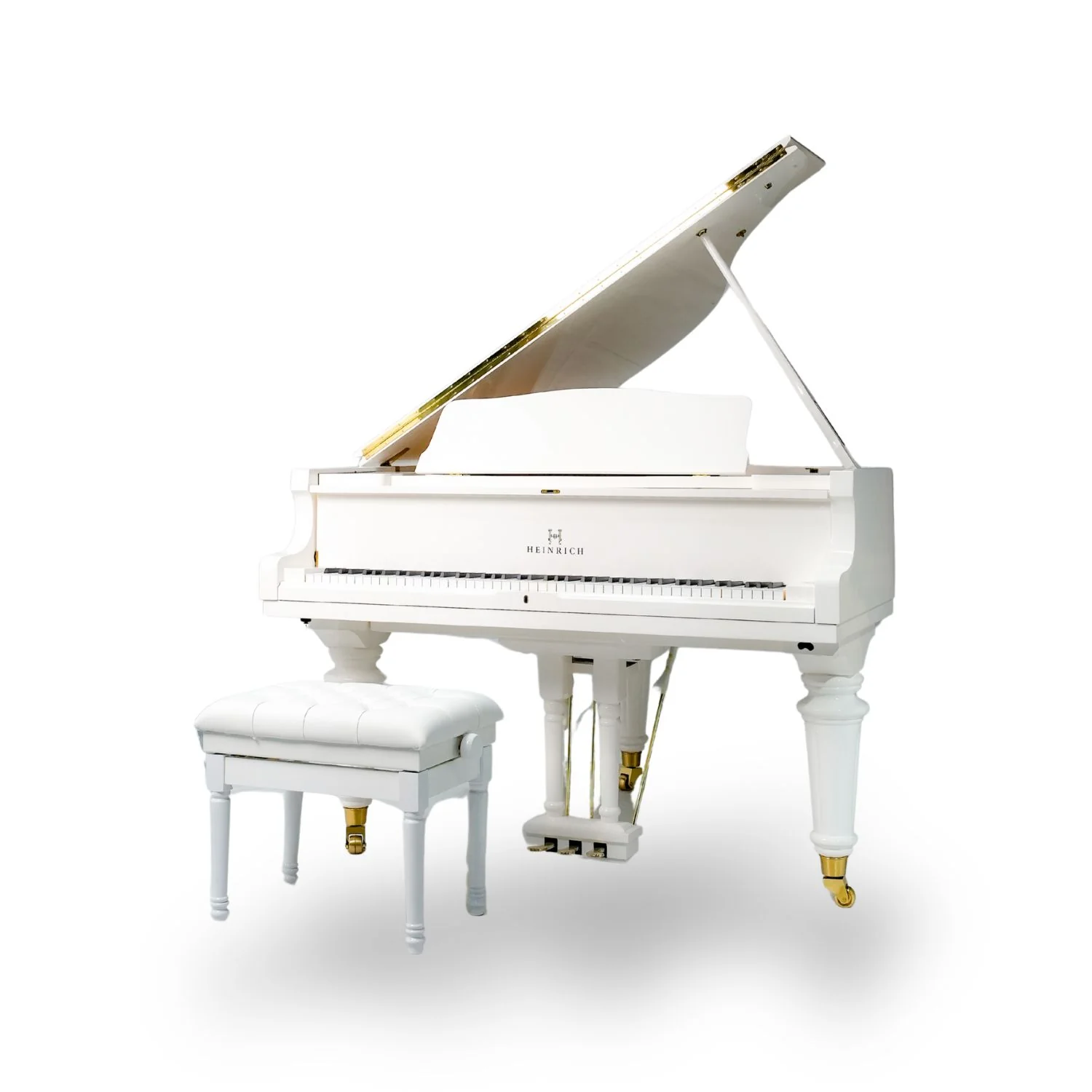 Heinrich HGP-152W WSP Round Legs Grand Piano – White - Image 2