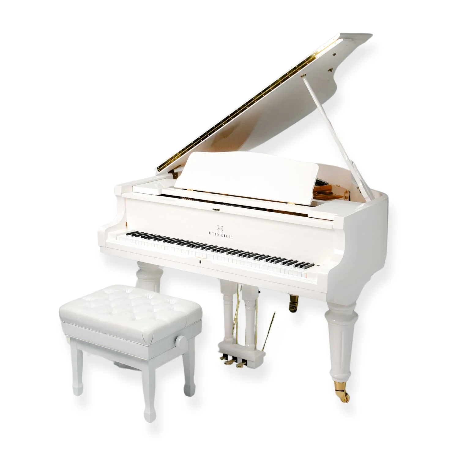 Heinrich HGP-152W WSP Round Legs Grand Piano – White - Image 9