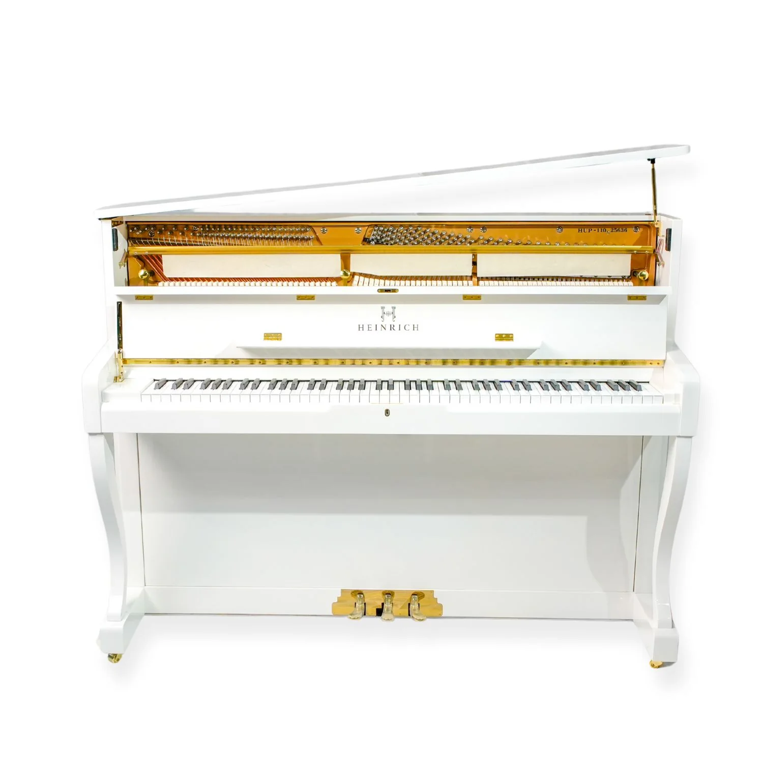 Heinrich  HUP-110 Upright Piano – High Gloss White - Image 3