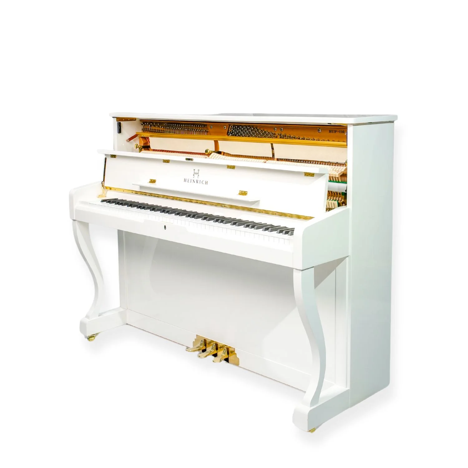 Heinrich  HUP-110 Upright Piano – High Gloss White - Image 4