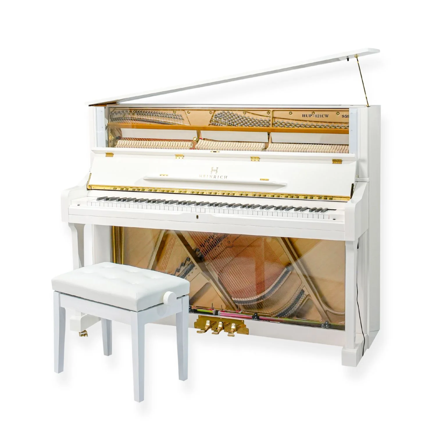Heinrich HUP-121CW Upright Piano – Crystal White - Image 2