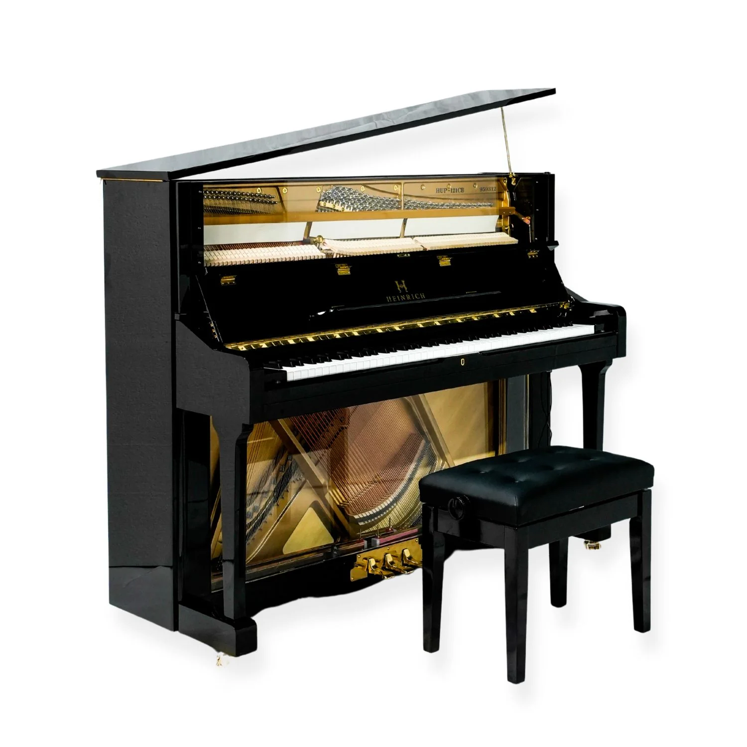 Heinrich Upright Piano HUP-121CB –  Crystal Black - Image 2