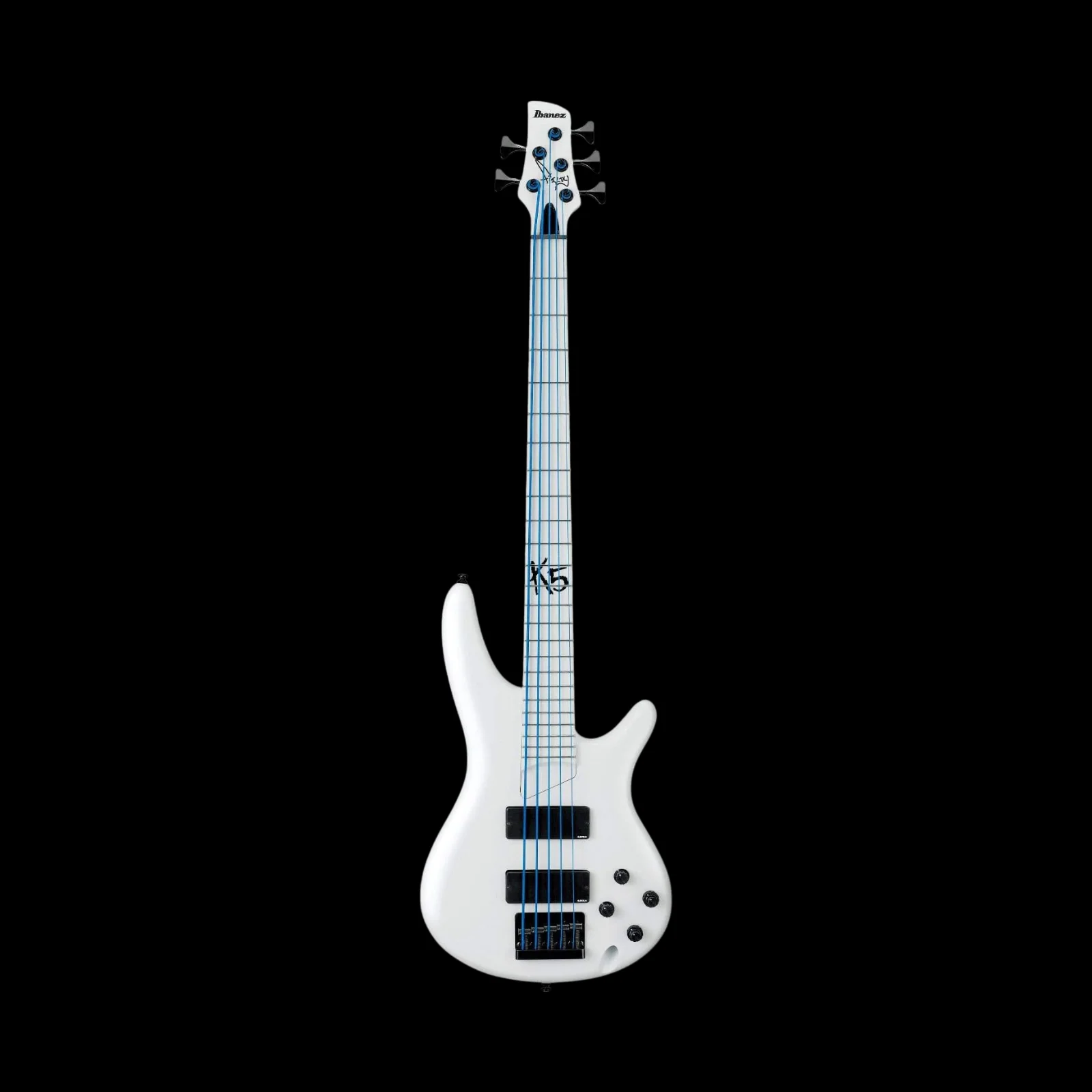 Ibanez K5WHLTD Fieldy Signature 5-String Bass – White - Image 2
