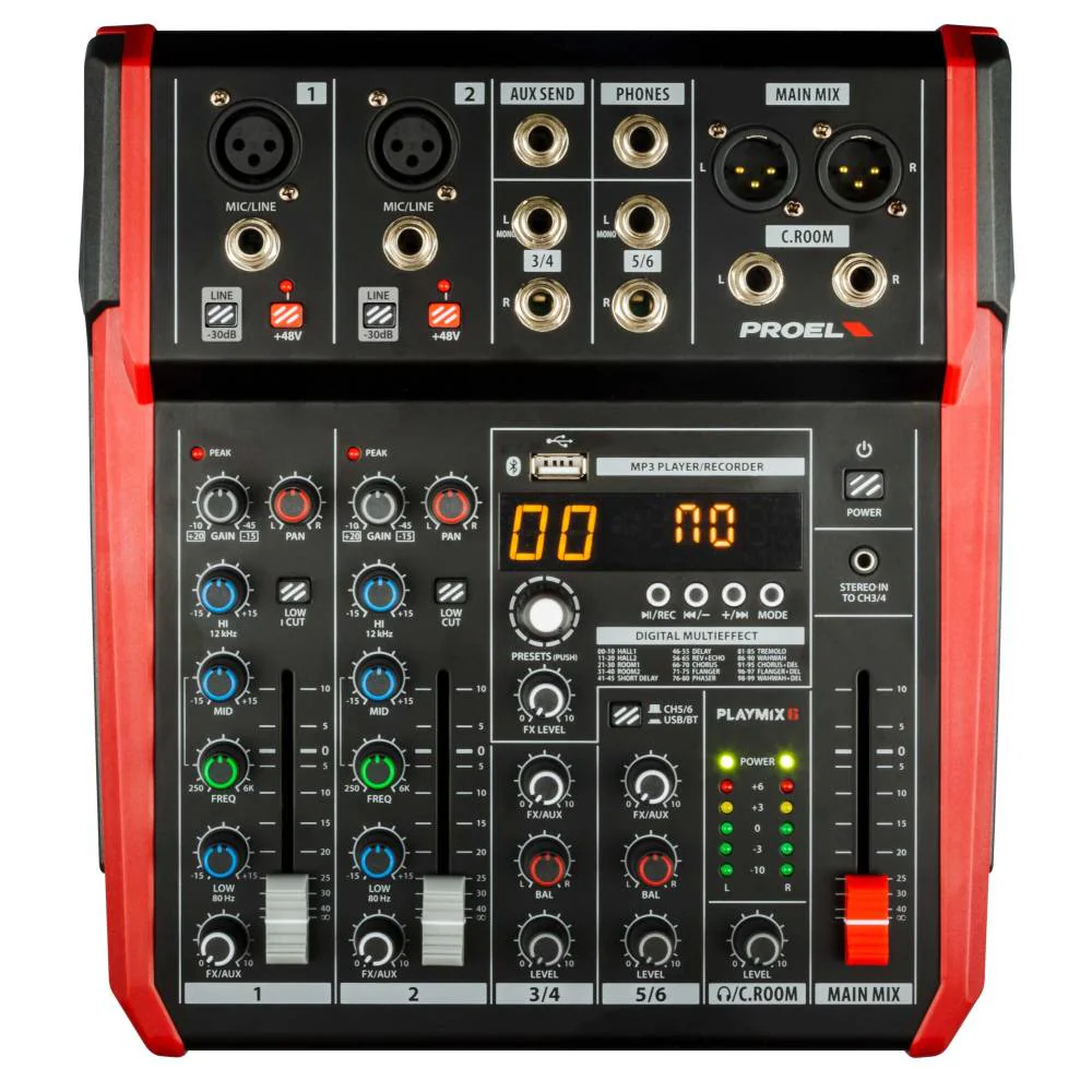 Proel PLAYMIX6 – 6-Channel Compact Audio Mixer - Image 2