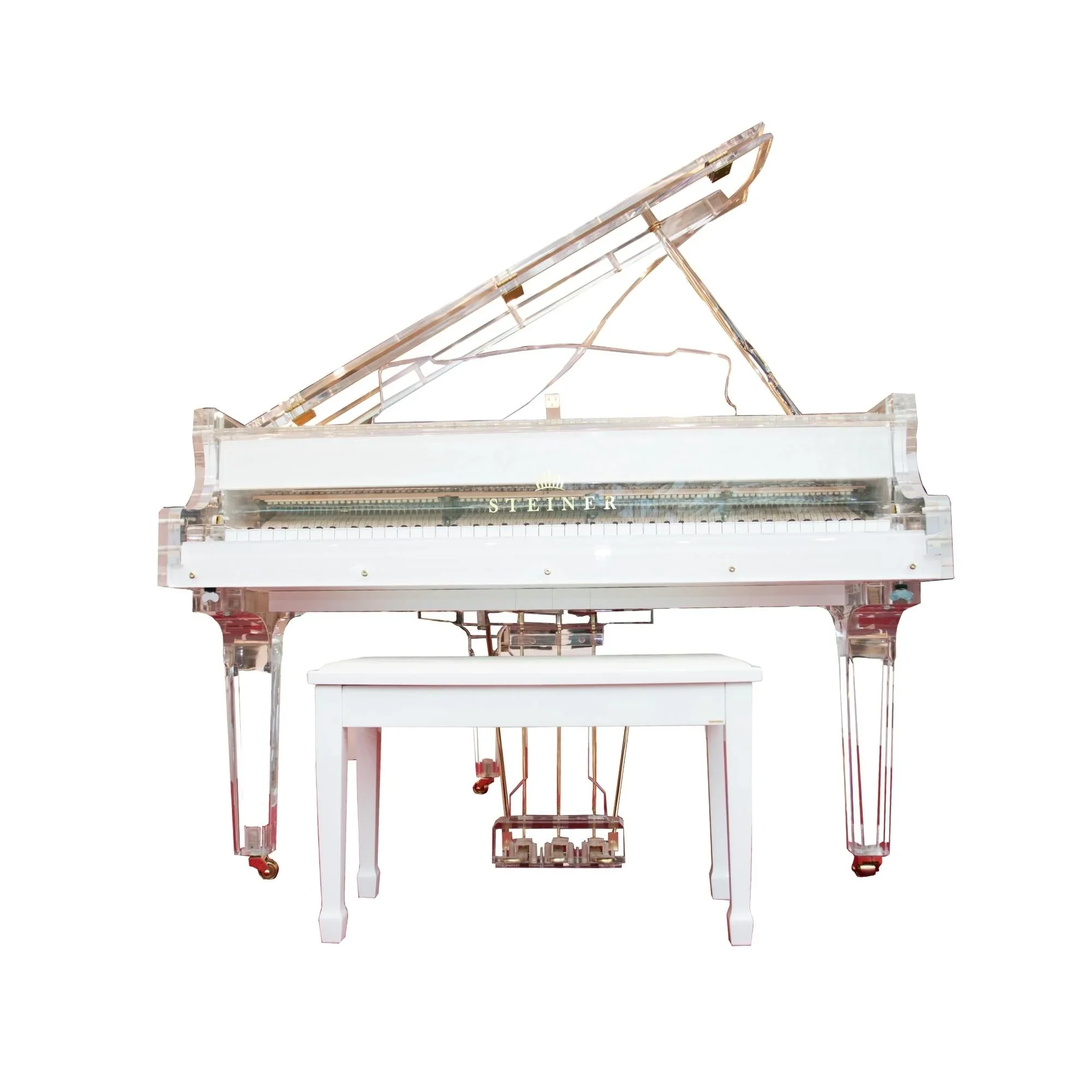 Steiner HG-168A Crystal Grand Piano with Self-Play - White