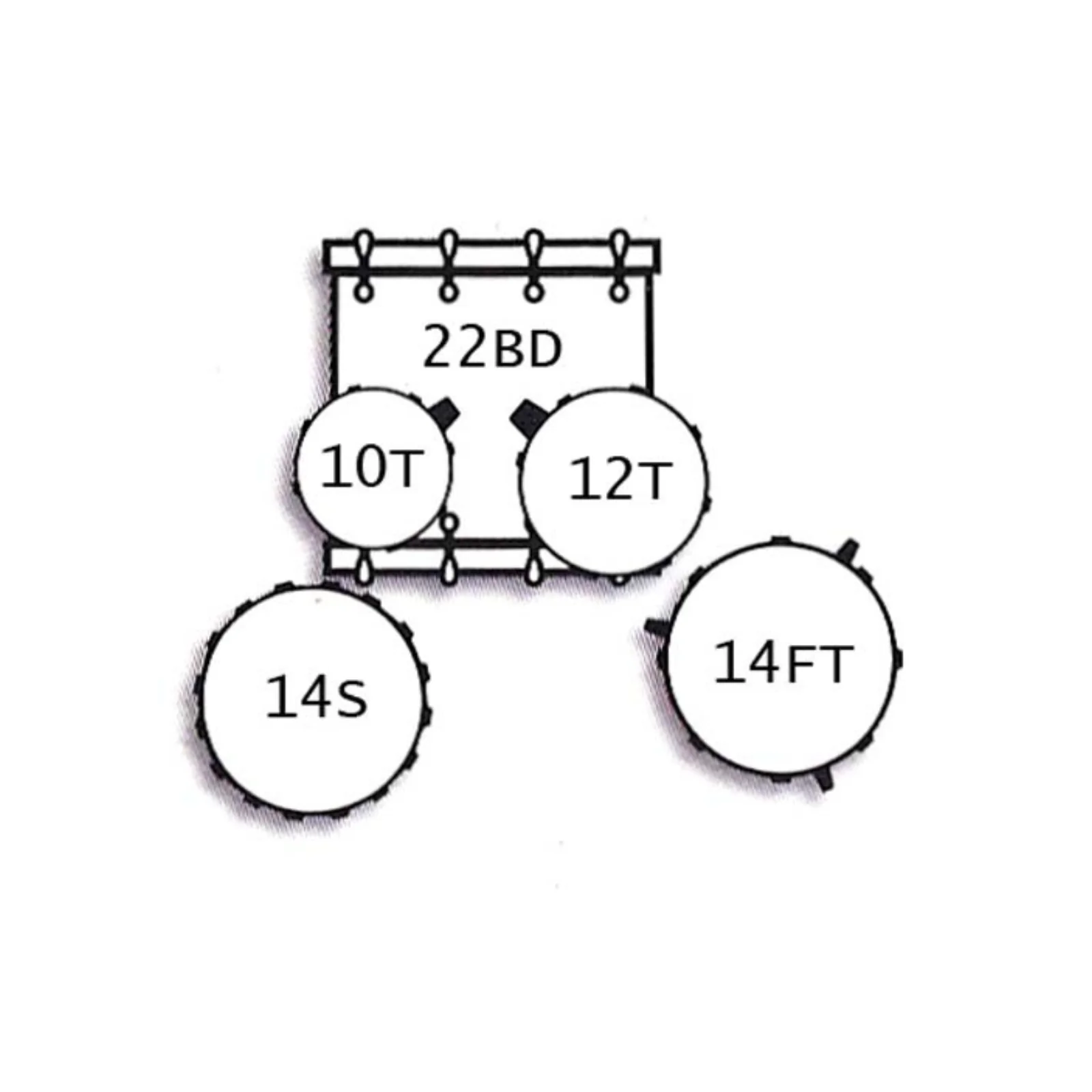 Tamburo T5 Series Standard 22" Drum Kit – Blue Sparkle - Image 2
