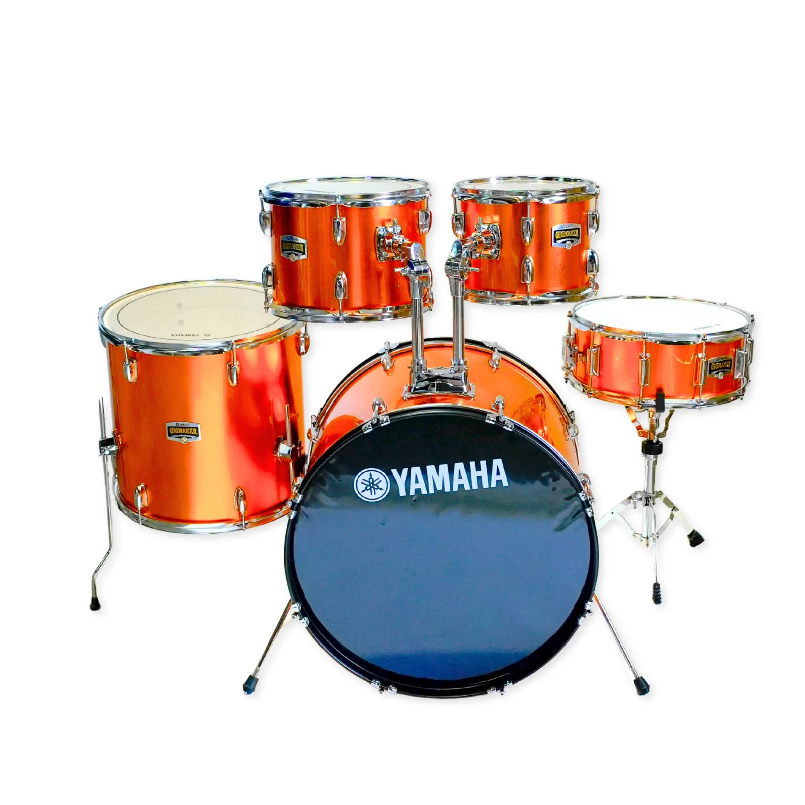 Yamaha 5-Piece Acoustic Drum Kit - Orange Glitter Finish - Image 10