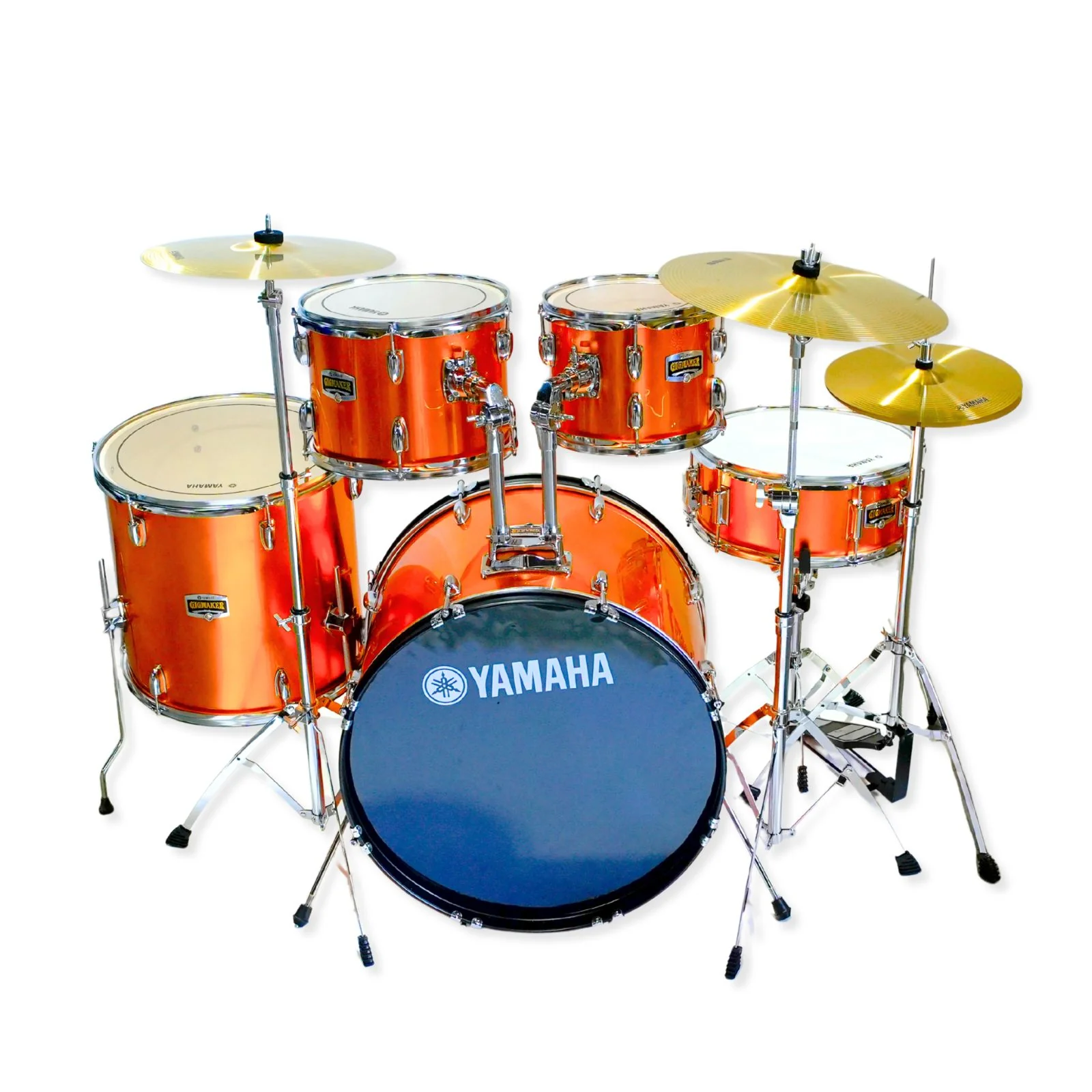 Yamaha 5-Piece Acoustic Drum Kit - Orange Glitter Finish - Image 3
